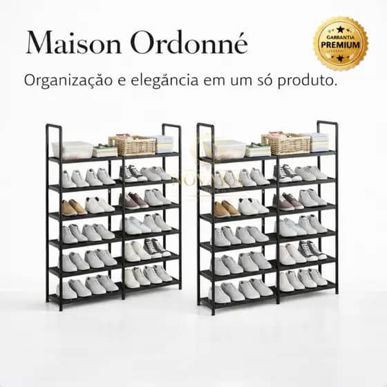 Sapateira Organizador Estante Portatil Multiuso 5 Prateleiras Preta