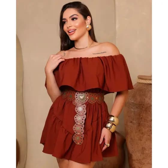 Macaquinho Feminino Vestido Ciganinha Soltinho Lançamento Primavera/Verão