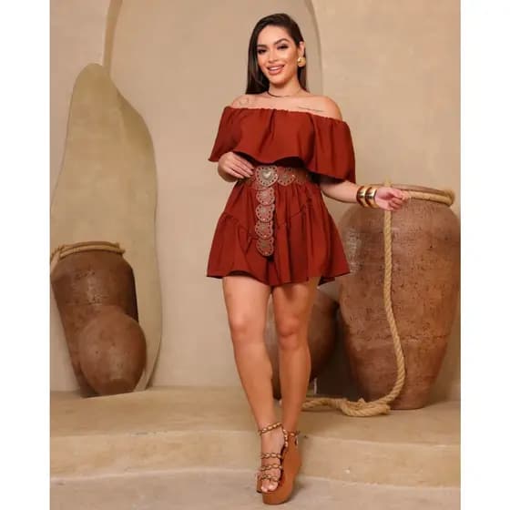 Vestido Macaquinho Estilo Boho Lançamento