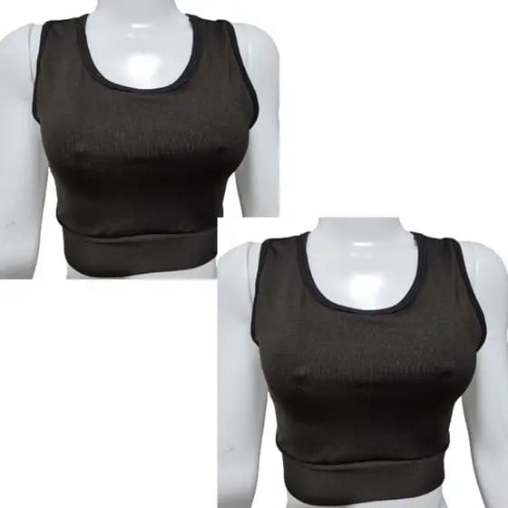 Kit com 2 Tops Academia, Nadador, Top Suplex, Tamanho P/M/G/GG, Preto e Mescla, Top sem bojo