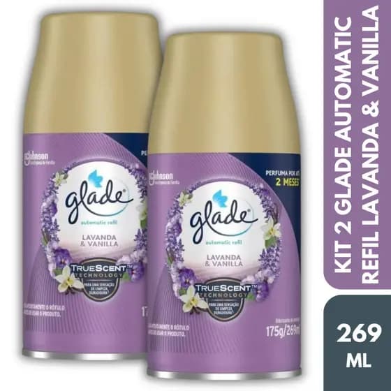 KIT 2 Refil Glade Automatic Spray Aromatizante De Ambientes Lavanda & Vanilla Odorizador 269ml