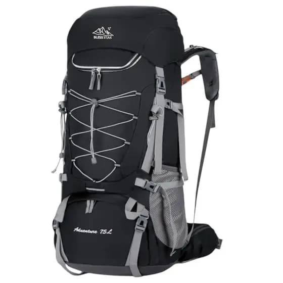 Mochila Camping Trilha Cargueira Viagem Caminhada Grande 75L Com Capa de Chuva e Haste de Aluminio