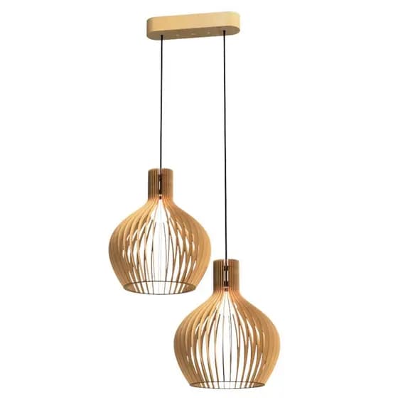 Luminária Lustre Teto tipo Pendente MDF - Completa Sala de Estar Jantar Quarto Cozinha