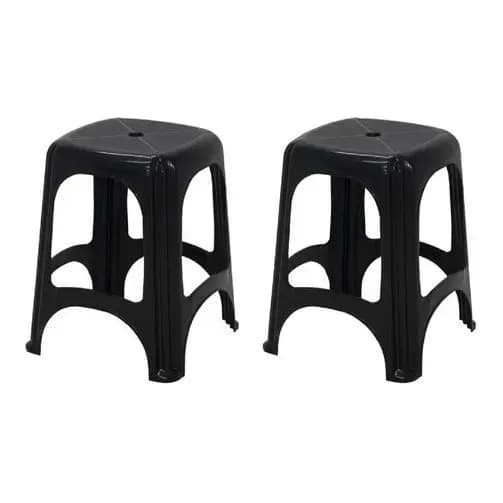 Kit 2 Bancos De Plástico Tramontina Banquetas Niterói Preto