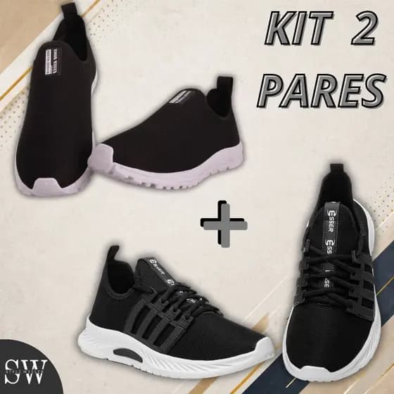 Kit 2 Tênis Feminino Esportivo e Casual Lançamento Caminha Academia Corrida Trabalho Dia a dia