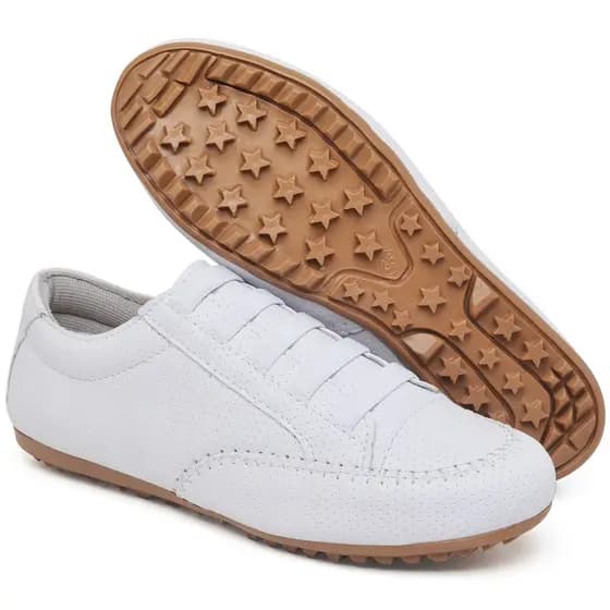 Tênis Feminino Estilo Mocatênis Branco Com Elástico Para Enfermeira Médica Estagiária Técnico Saúde Hospital