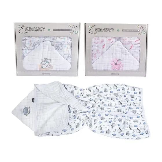 Toalhão Soft Bebê 3 Camadas 100% Algodão com Capuz Bordado Unissex 1,00x85cm Enxoval Presente