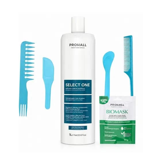 Escova Progressiva Profissional Prohall Select One Sem Formol Original 1 Litro