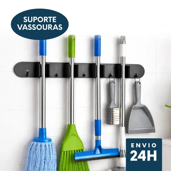 Suporte Para Vassoura Rodo Pá De Parede Resistente Com Parafuso e Bucha