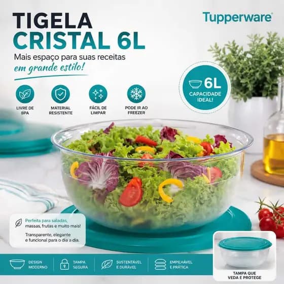 Tupperware Tigela Cristal 6L Policarbonato