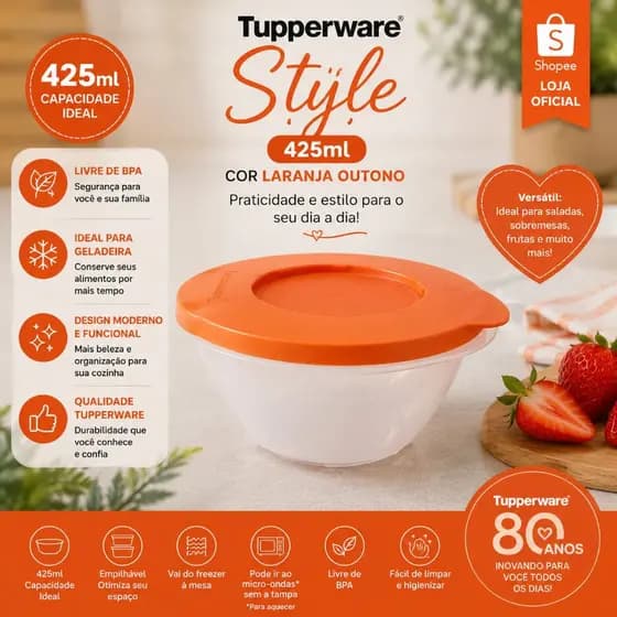 Tupperware Style 425ml Laranja Outono