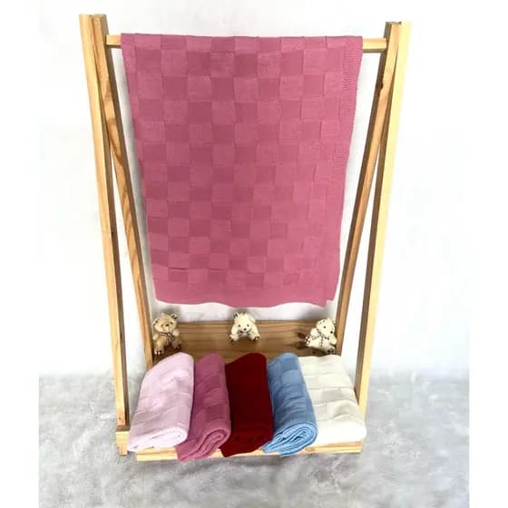 Manta Coberta Bebê tricot Maternidade tricô quadriculada luxo para menino e menina