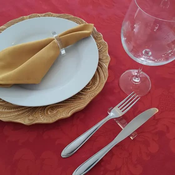 kit anéis porta guardanapo e descanso de talher acrílico 12 peças