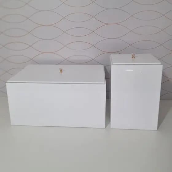 kit lixeira 7,5L + caixa organizadora banheiro lavabo