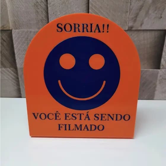 Placa sorria você esta sendo filmado acrílico de mesa