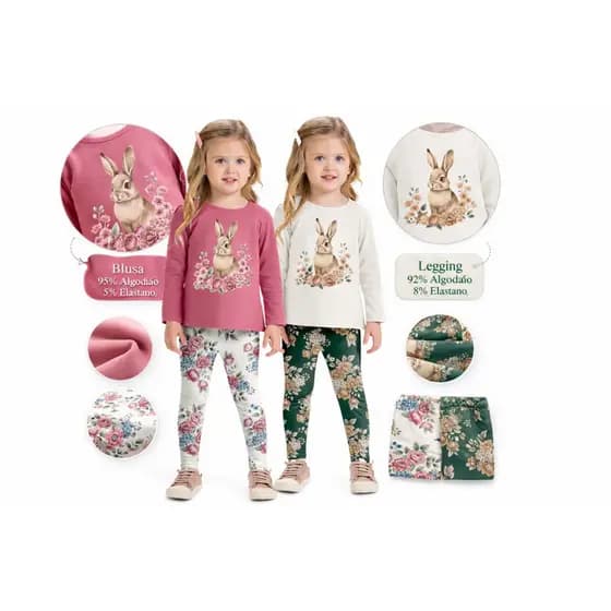 Conjunto Bebê Menina Inverno Frio Infantil Milon Meia estação Confortável Barato Lindo Leve Promoção