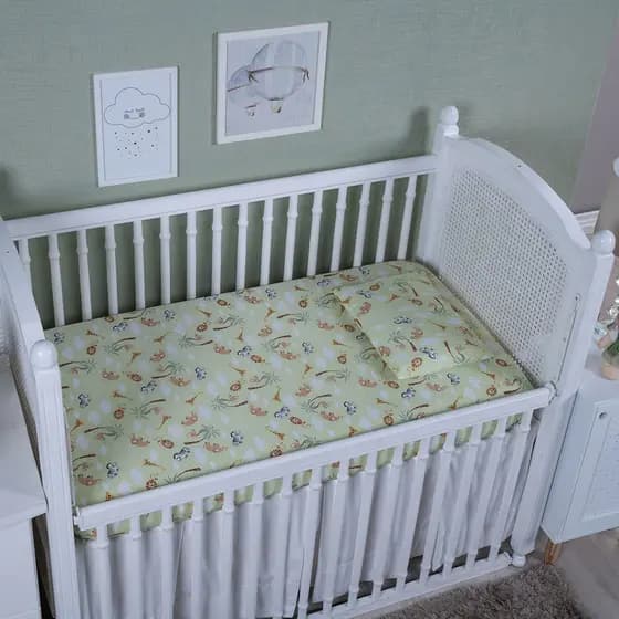 Lençol de Berço Americano 100% Algodão Safari Estampado Infantil