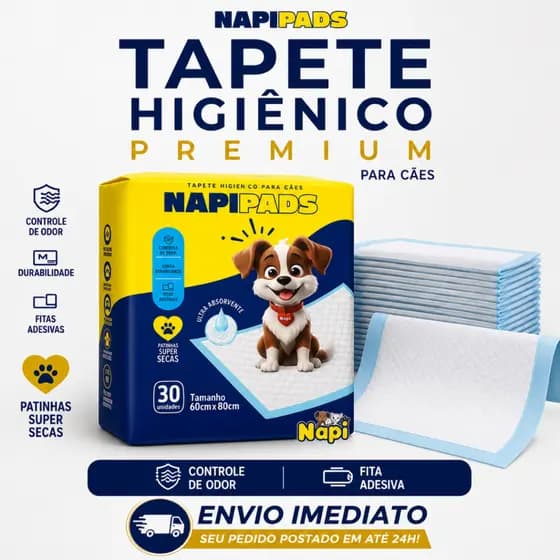 Tapete Higiênico Premium Para Cães 30 Unidades 60x80cm Super Absorvente Controle De Odor
