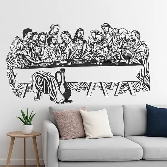 Adesivo Decorativo de Parede SANTA CEIA – 110×58 cm – Vinil Premium Recortado – Cor Preta