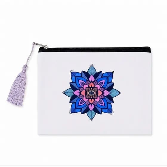 Estojo Necessaire Bolsa Organizadora Maquiagem Mandala Roxa