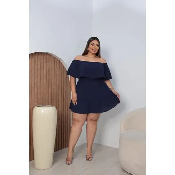 Macaquinho ciganinha, vestido plus size, confortável, elegante, look casual, babado.
