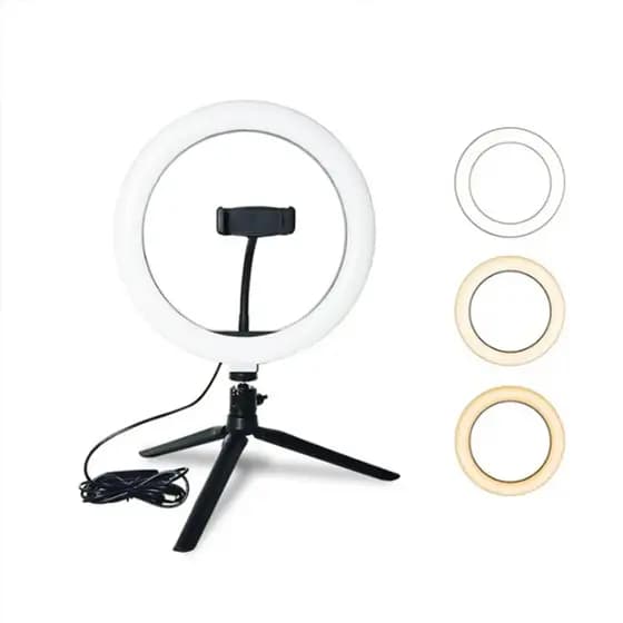 Ring Light de Mesa 6 Polegadas Com Tripé e Suporte de Celular/Iluminador 16cm Com USB
