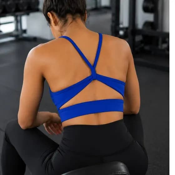 Top Duplo Fitness Feminino Alça Cruzada Bojo Removível Sutiã Cropped Costa Nadador Academia Ginástica Yoga