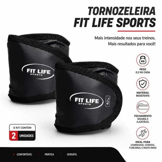 Par Caneleira Tornozeleira de Peso 2kg Fit Life