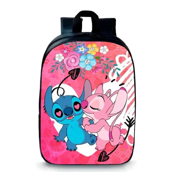 Mochila Pequena Pré-escolar infantil angel stitch rosa personagem