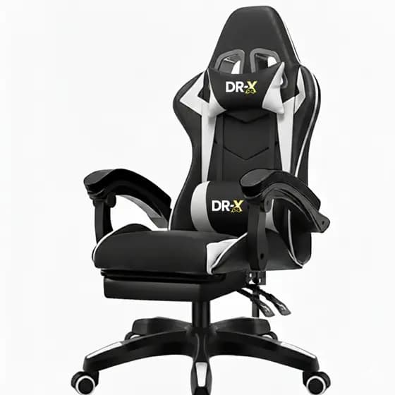 Cadeira Gamer Profissional Ergonômica, Confortável e Giratória | Branca para Escritório DR-X