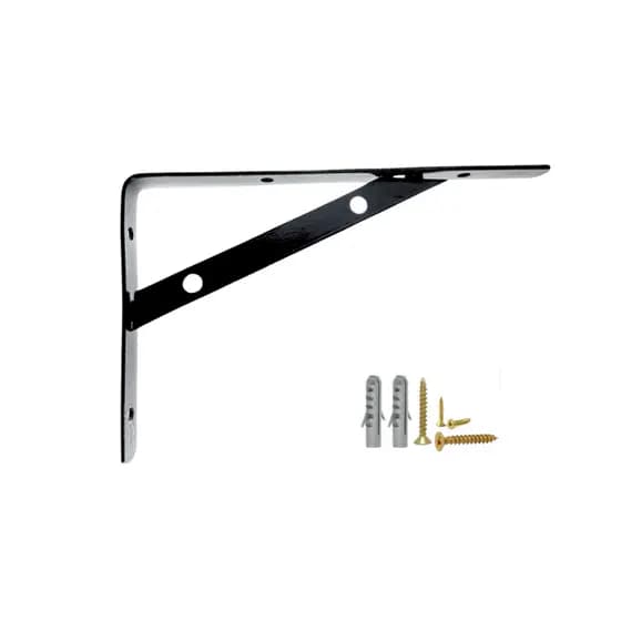 Kit 10 Suporte Mão Francesa Preta Prateleira 25cm + Parafusos e Buchas