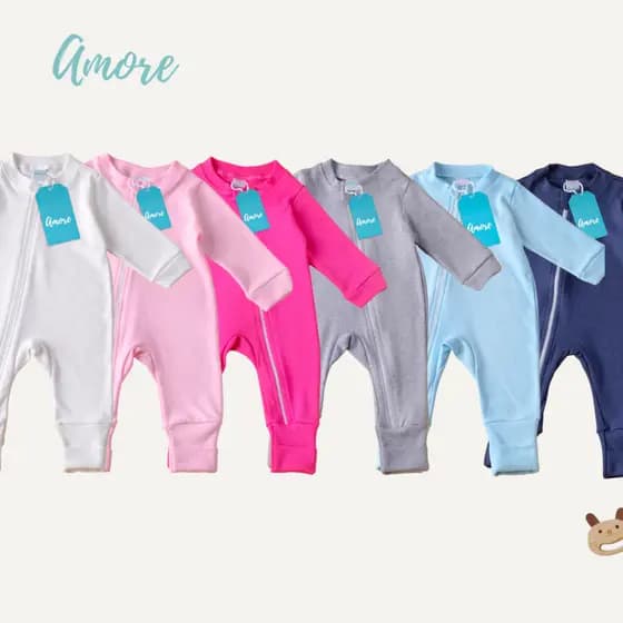 Kit 3 Macacão Roupa Bebê Infantil Vira Pé com Zíper Liso Menino Menina 100% Algodão