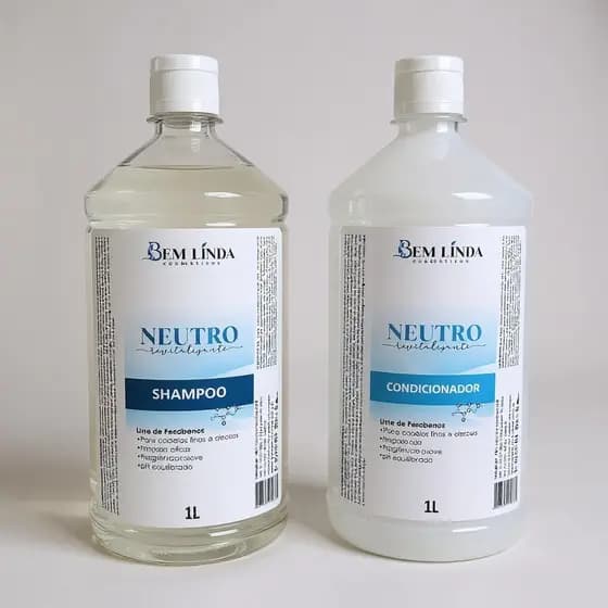 Kit Shampoo e Condicionador Neutro Revitalizante 1L - Limpeza Fresca para Cabelos Oleosos
