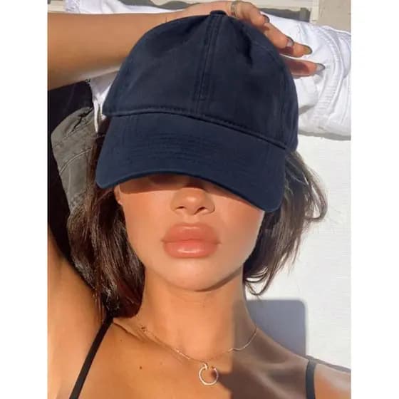 Boné de Beisebol Aba Curva Liso Básico Fitão Ajustável Dad Hat Unissex Molinho Casual Esportivo Verão Sarja sem Estampa