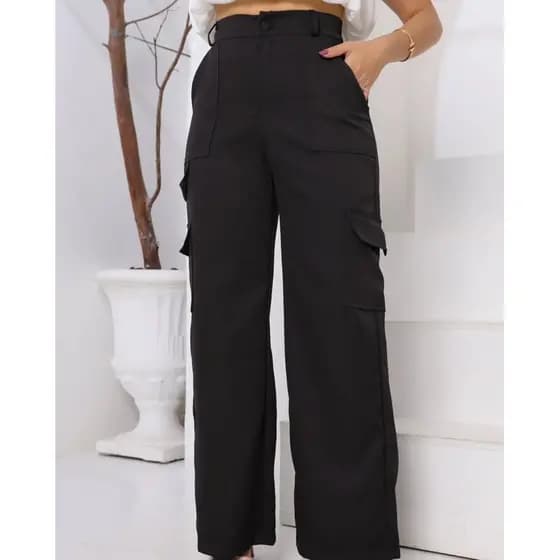 calça pantalona em alfaiataria cargo calça cargo moda feminina