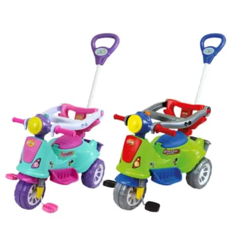 Triciclo Infantil com Empurrador 2 em 1 Motoca Infantil Avespa