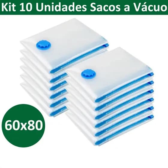 Kit 10 Sacos a Vácuo Organizador Cobertor Edredom Toalhas Roupas Hermético 60x80cm