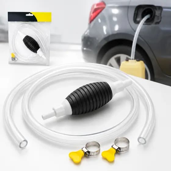 Bomba de Sucção Manual com Mangueira + Abraçadeiras Borboleta Transferência Óleo Etanol Água Gasolina
