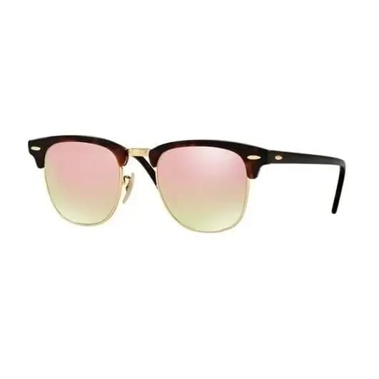 Óculos De Sol Clubmaster Tartaruga Rosa Espelhado Classico Moderno Verão Estiloso Feminino Proteção UV400 Lentes Cristal