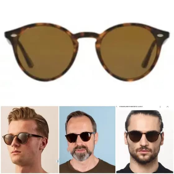 Óculos De Sol Retro Round Stylish Tartaruga Marrom Feminino Masculino Proteção UV400 Moda Casual