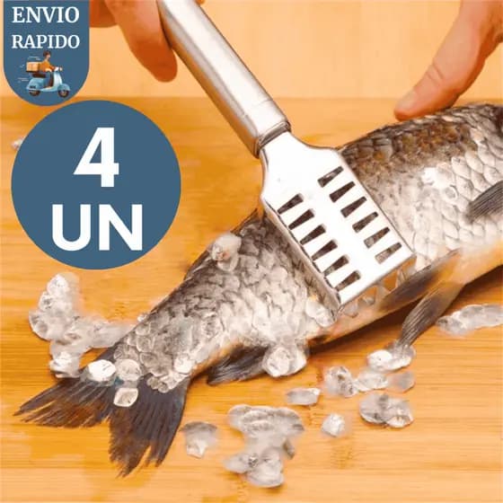 Kit Descamador Limpador Escama Peixe Manual Inox Peixaria Casa Praia Hotel Restaurante