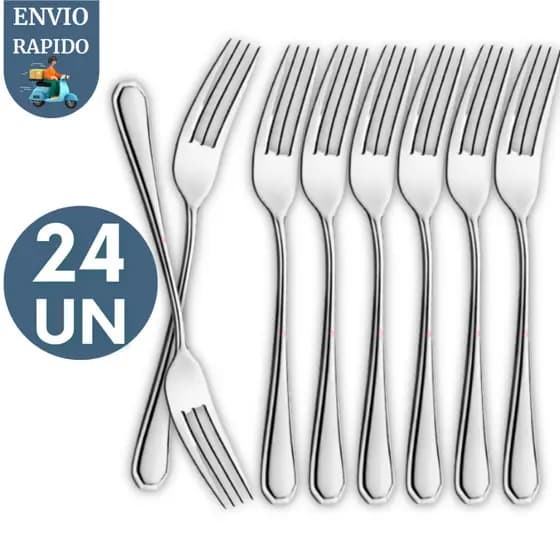 Kit 24 Garfo de Mesa De Almoço e Jantar em Aço Inox Para Restaurantes Hotel Lanchonete Casa Bar