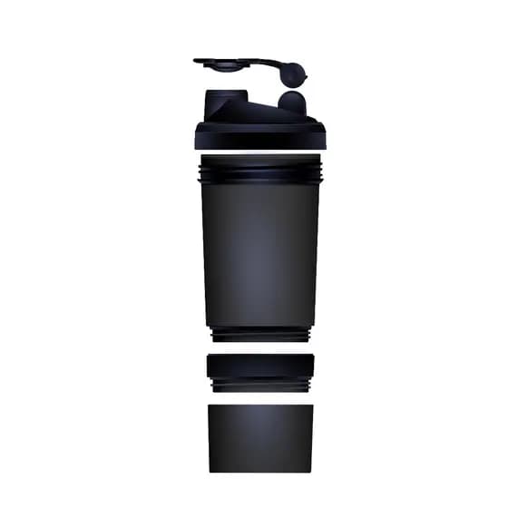 Garrafa Coqueteleira com Repartição e Porta Capsulas 500ml Lisa sem Desenho Para Academia e Diversos