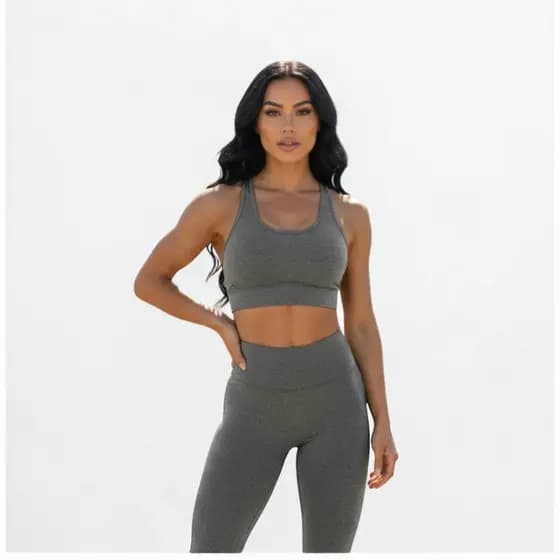 Conjunto Fitness Feminino Legging Suplex + Top COM BOJO Cintura Alta Sem Transparência Academia