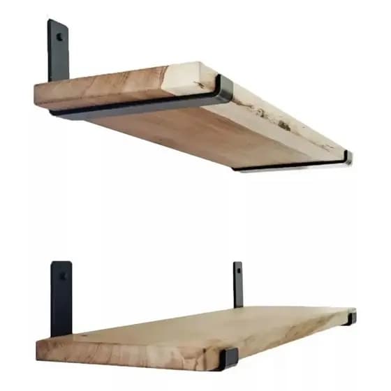 Kit com 2 Prateleiras Madeira Rustica com Suporte Invertida 60 x 20