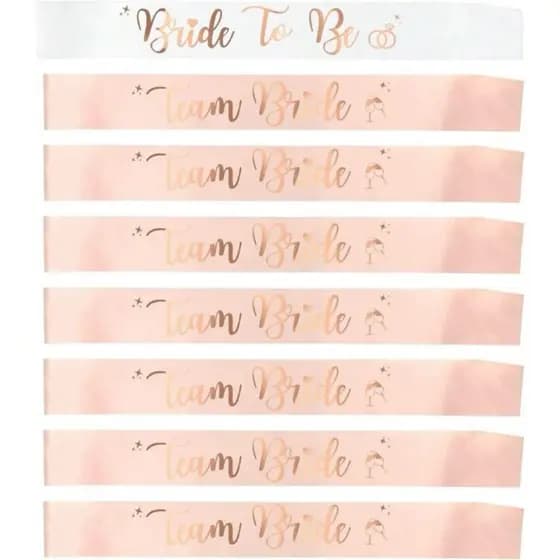 7 Faixas de noiva e madrinhas,6 faixas para madrinhas de casamento e 1 faixa para noiva rosa claro+ branco