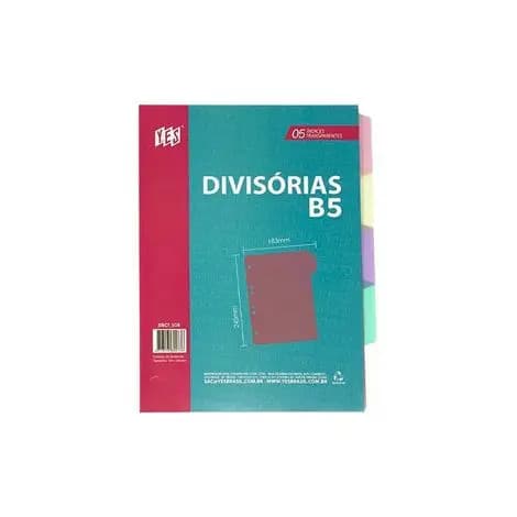 Divisória Para Fichário Colegial B5 Transparente SORTIDO