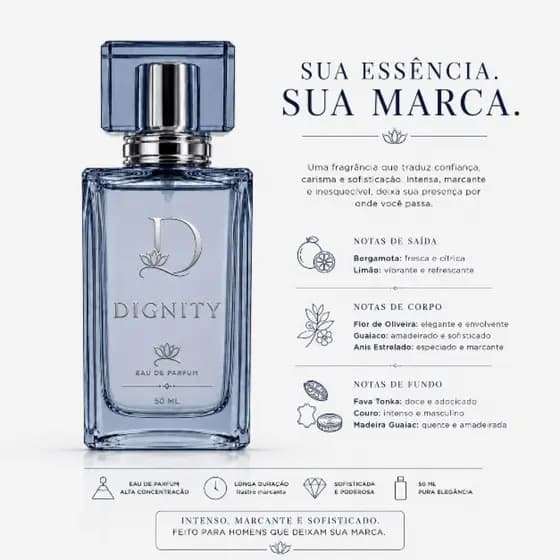 Perfume Masculino Dignity Parfum 50ml Inspiração ArmanCode Alta Fixação Elegância Sofisticação
