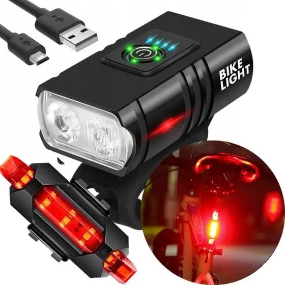 Kit Farol Lanterna Bike T6 Super Brilhante Profissional Recarregável + Sinalizador Usb