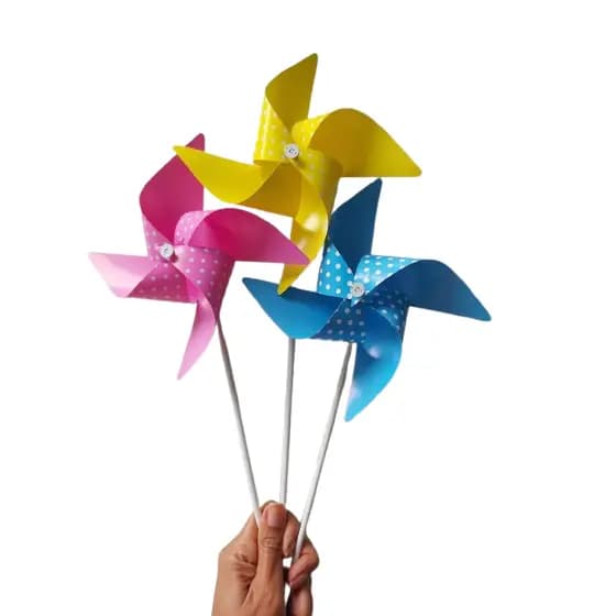 10 Cataventos Giratório Decorativo Colorido Em Papel Couchê Lembrancinha Oferta